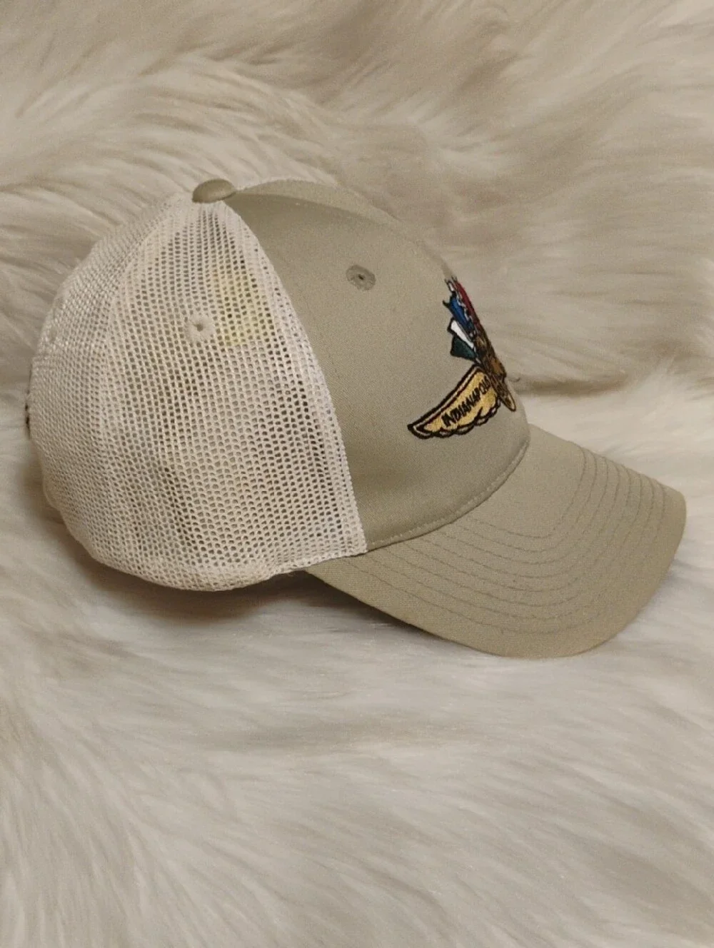 (C-75) Indianapolis Speedway Beige Mesh-Back Hat